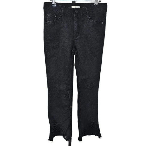 Oak + Fort Womens Fringe Black Jeans - Picture 1 of 9